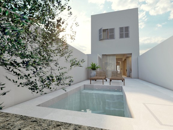 Project for modern townhouse with pool in Llucmajor