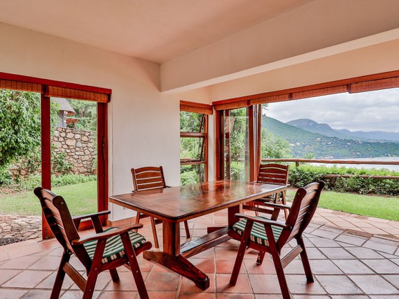 Dining room has easy access to outdoors