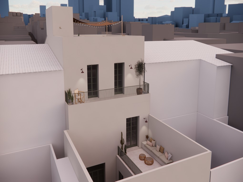 Casa a renovar en el centro de Mahón, con patio y proyecto de piscina en azotea - Menorca