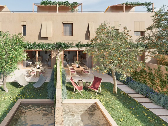 Casa adosada ecorústica con jardín en Sencelles