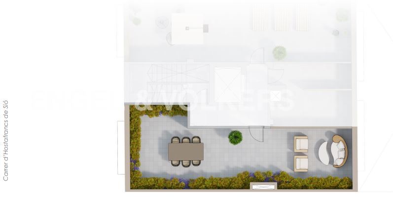 Obra nueva en Hostafrancs - Terraza privada para la vivienda de la segunda planta